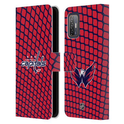 NHL Washington Capitals Net Pattern Leather Book Wallet Case Cover For HTC Desire 21 Pro 5G