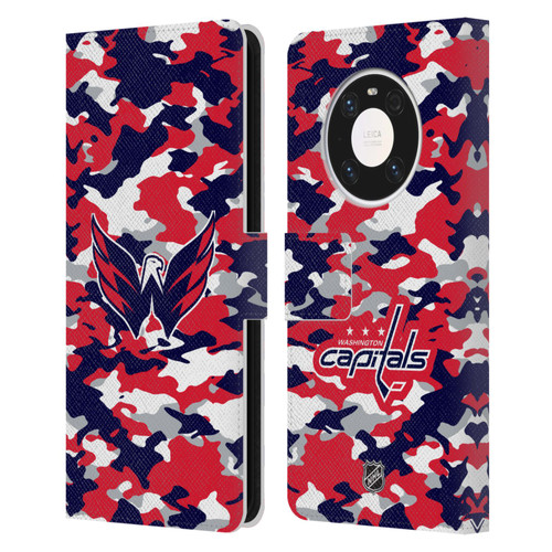 NHL Washington Capitals Camouflage Leather Book Wallet Case Cover For Huawei Mate 40 Pro 5G
