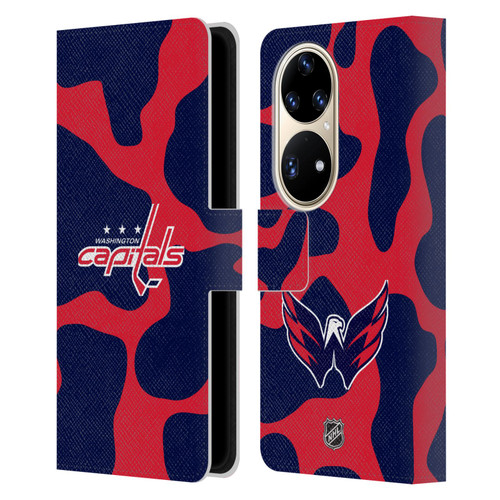 NHL Washington Capitals Cow Pattern Leather Book Wallet Case Cover For Huawei P50 Pro