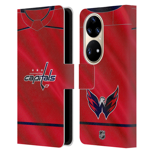 NHL Washington Capitals Jersey Leather Book Wallet Case Cover For Huawei P50 Pro