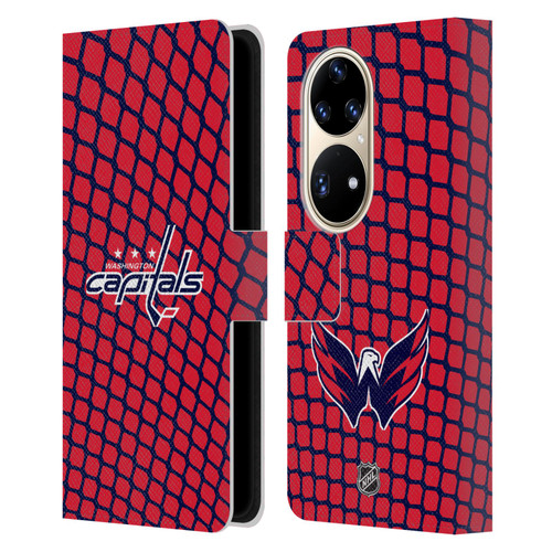 NHL Washington Capitals Net Pattern Leather Book Wallet Case Cover For Huawei P50 Pro