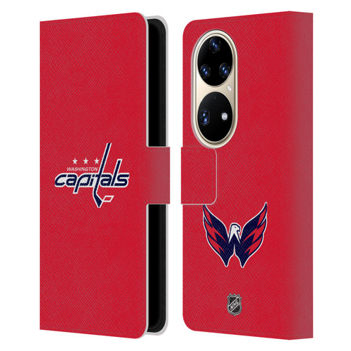 NHL Washington Capitals Plain Leather Book Wallet Case Cover For Huawei P50 Pro