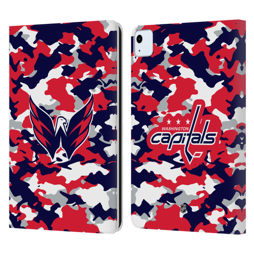 NHL Washington Capitals Camouflage Leather Book Wallet Case Cover For Apple iPad Air 11 2020/2022/2024