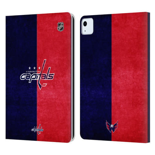 NHL Washington Capitals Half Distressed Leather Book Wallet Case Cover For Apple iPad Air 11 2020/2022/2024