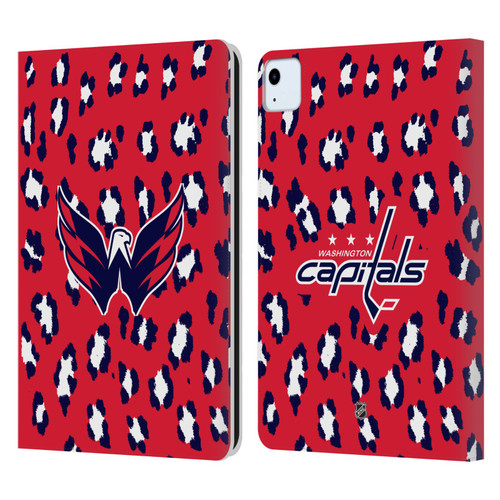 NHL Washington Capitals Leopard Patten Leather Book Wallet Case Cover For Apple iPad Air 2020 / 2022