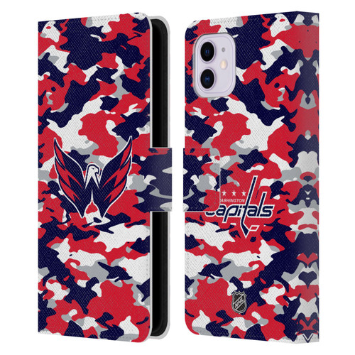 NHL Washington Capitals Camouflage Leather Book Wallet Case Cover For Apple iPhone 11