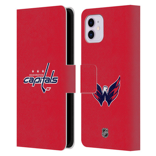 NHL Washington Capitals Plain Leather Book Wallet Case Cover For Apple iPhone 11