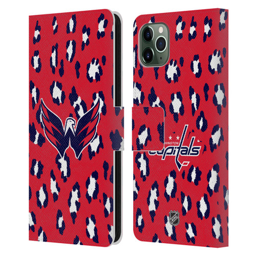 NHL Washington Capitals Leopard Patten Leather Book Wallet Case Cover For Apple iPhone 11 Pro Max