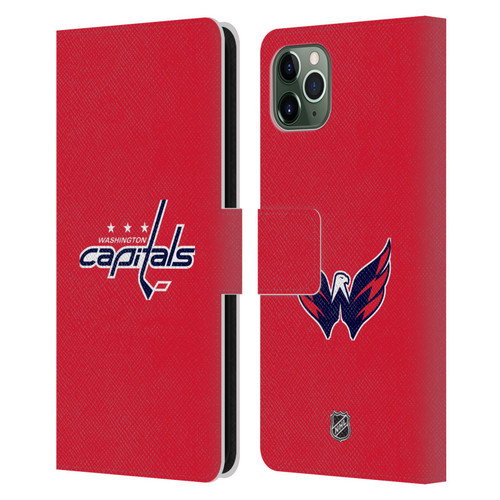 NHL Washington Capitals Plain Leather Book Wallet Case Cover For Apple iPhone 11 Pro Max