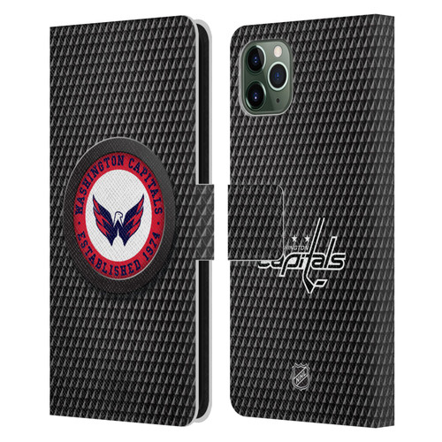 NHL Washington Capitals Puck Texture Leather Book Wallet Case Cover For Apple iPhone 11 Pro Max