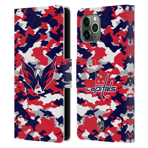 NHL Washington Capitals Camouflage Leather Book Wallet Case Cover For Apple iPhone 11 Pro