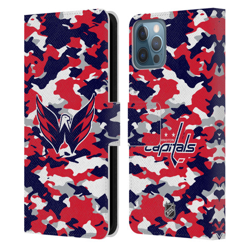 NHL Washington Capitals Camouflage Leather Book Wallet Case Cover For Apple iPhone 12 / iPhone 12 Pro