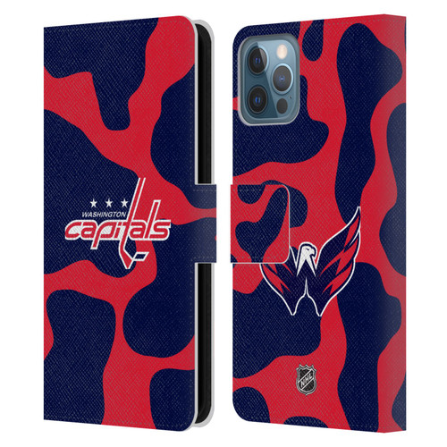 NHL Washington Capitals Cow Pattern Leather Book Wallet Case Cover For Apple iPhone 12 / iPhone 12 Pro