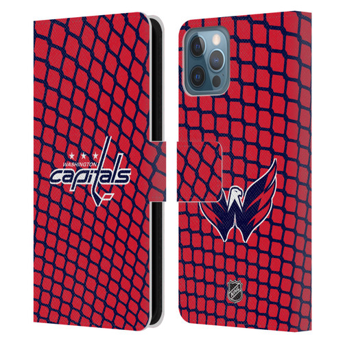 NHL Washington Capitals Net Pattern Leather Book Wallet Case Cover For Apple iPhone 12 / iPhone 12 Pro
