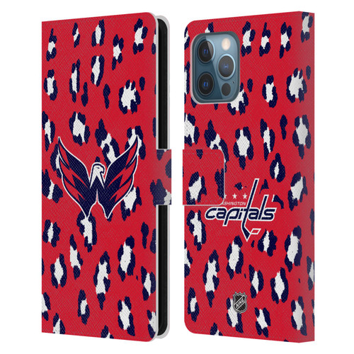 NHL Washington Capitals Leopard Patten Leather Book Wallet Case Cover For Apple iPhone 12 Pro Max