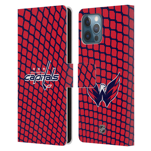 NHL Washington Capitals Net Pattern Leather Book Wallet Case Cover For Apple iPhone 12 Pro Max