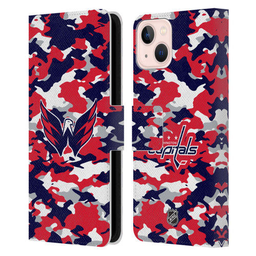 NHL Washington Capitals Camouflage Leather Book Wallet Case Cover For Apple iPhone 13