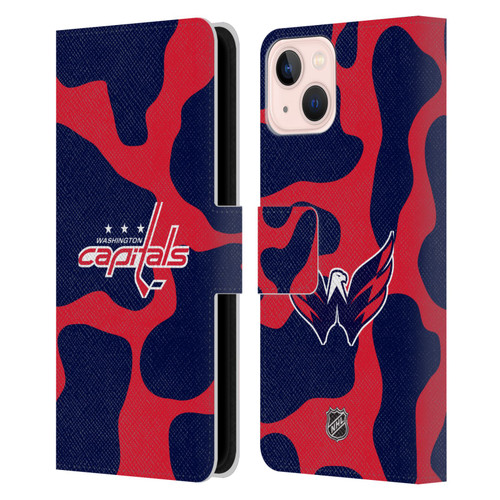 NHL Washington Capitals Cow Pattern Leather Book Wallet Case Cover For Apple iPhone 13