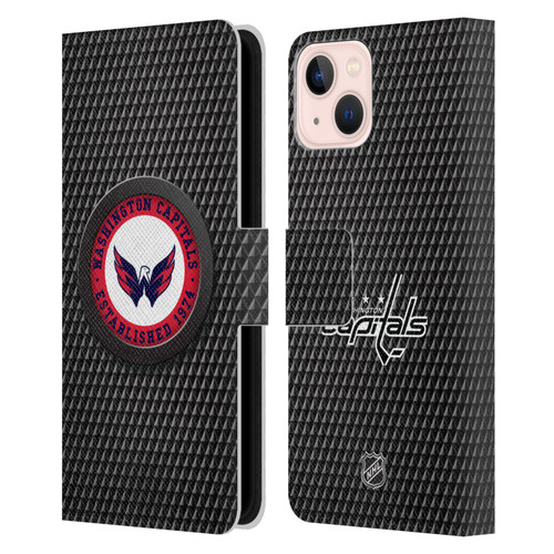 NHL Washington Capitals Puck Texture Leather Book Wallet Case Cover For Apple iPhone 13