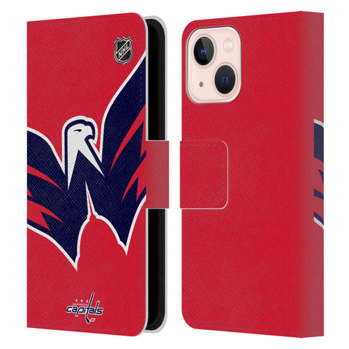 NHL Washington Capitals Oversized Leather Book Wallet Case Cover For Apple iPhone 13 Mini