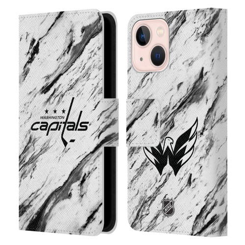 NHL Washington Capitals Marble Leather Book Wallet Case Cover For Apple iPhone 13 Mini