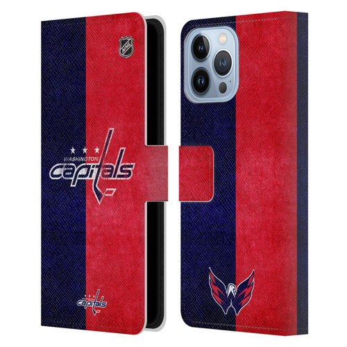 NHL Washington Capitals Half Distressed Leather Book Wallet Case Cover For Apple iPhone 13 Pro Max