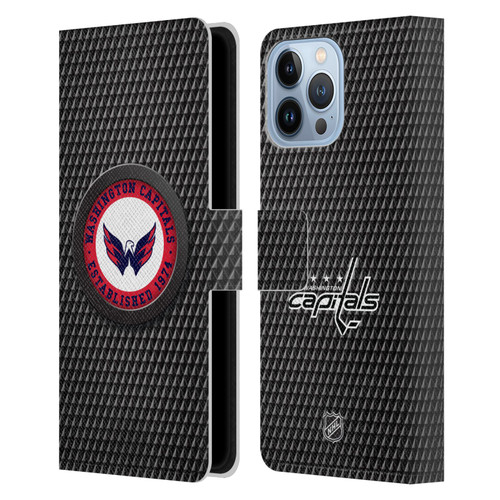 NHL Washington Capitals Puck Texture Leather Book Wallet Case Cover For Apple iPhone 13 Pro Max