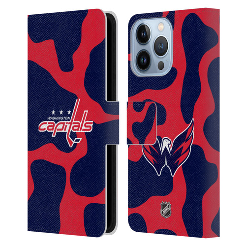 NHL Washington Capitals Cow Pattern Leather Book Wallet Case Cover For Apple iPhone 13 Pro