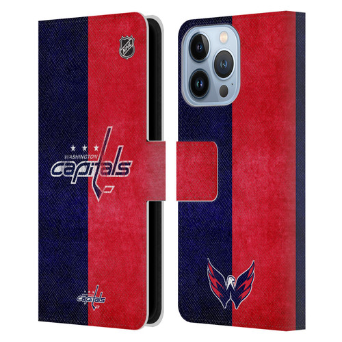 NHL Washington Capitals Half Distressed Leather Book Wallet Case Cover For Apple iPhone 13 Pro