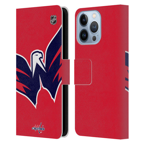 NHL Washington Capitals Oversized Leather Book Wallet Case Cover For Apple iPhone 13 Pro