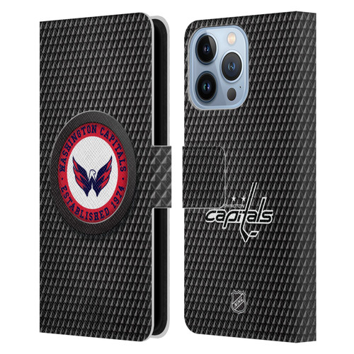 NHL Washington Capitals Puck Texture Leather Book Wallet Case Cover For Apple iPhone 13 Pro