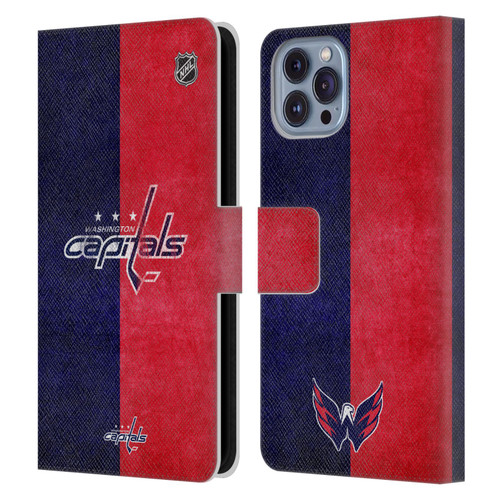 NHL Washington Capitals Half Distressed Leather Book Wallet Case Cover For Apple iPhone 14