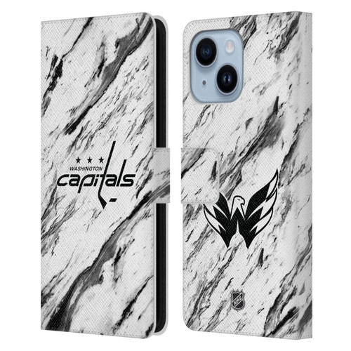 NHL Washington Capitals Marble Leather Book Wallet Case Cover For Apple iPhone 14 Plus
