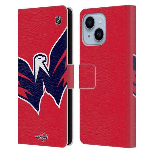 NHL Washington Capitals Oversized Leather Book Wallet Case Cover For Apple iPhone 14 Plus