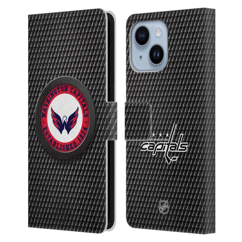 NHL Washington Capitals Puck Texture Leather Book Wallet Case Cover For Apple iPhone 14 Plus