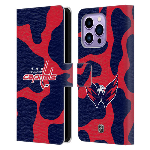 NHL Washington Capitals Cow Pattern Leather Book Wallet Case Cover For Apple iPhone 14 Pro Max