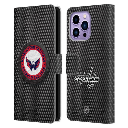 NHL Washington Capitals Puck Texture Leather Book Wallet Case Cover For Apple iPhone 14 Pro Max
