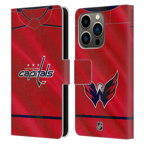 NHL Washington Capitals Jersey Leather Book Wallet Case Cover For Apple iPhone 14 Pro