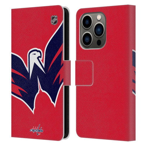 NHL Washington Capitals Oversized Leather Book Wallet Case Cover For Apple iPhone 14 Pro