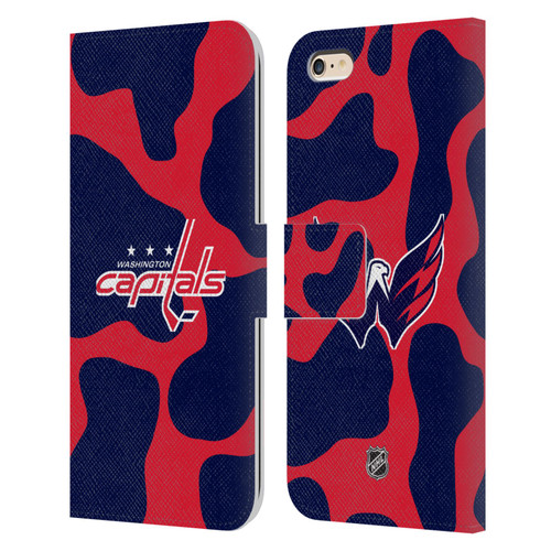 NHL Washington Capitals Cow Pattern Leather Book Wallet Case Cover For Apple iPhone 6 Plus / iPhone 6s Plus