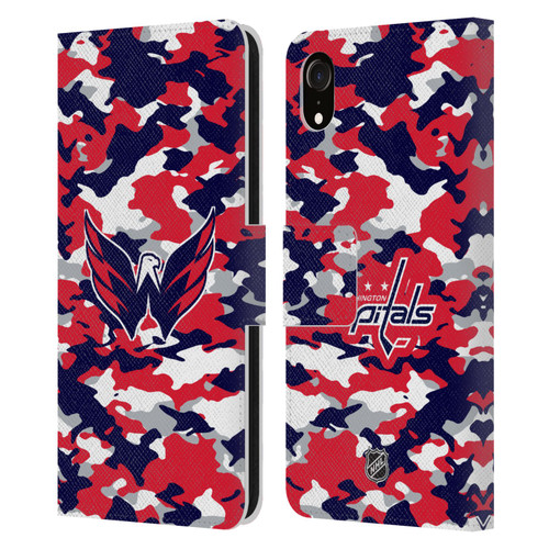 NHL Washington Capitals Camouflage Leather Book Wallet Case Cover For Apple iPhone XR