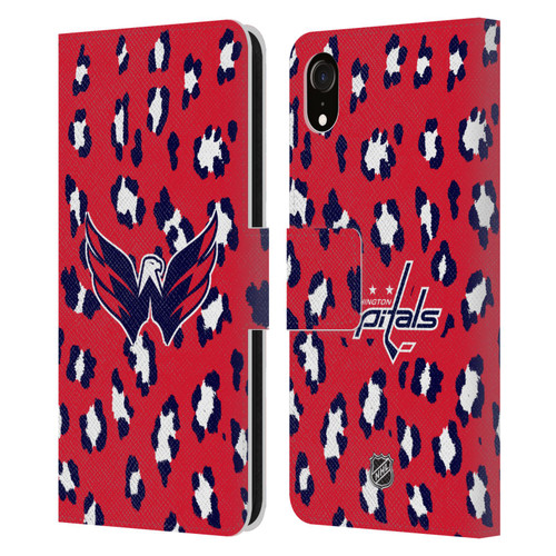 NHL Washington Capitals Leopard Patten Leather Book Wallet Case Cover For Apple iPhone XR