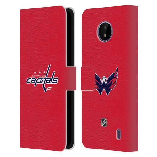 NHL Washington Capitals Plain Leather Book Wallet Case Cover For Nokia C10 / C20