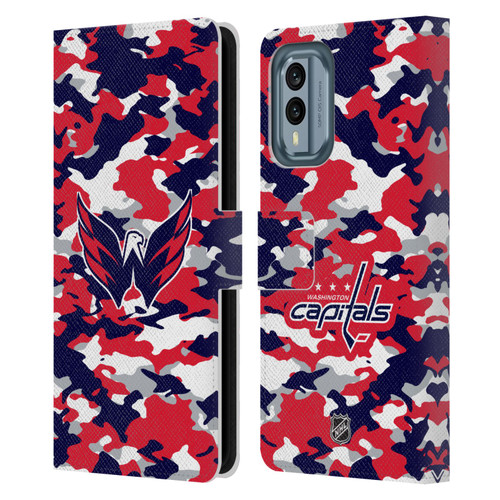 NHL Washington Capitals Camouflage Leather Book Wallet Case Cover For Nokia X30