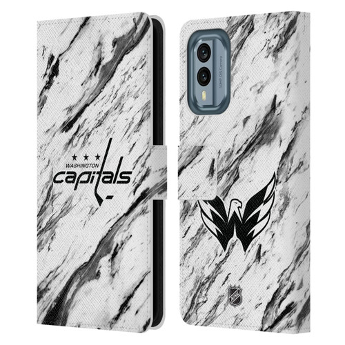 NHL Washington Capitals Marble Leather Book Wallet Case Cover For Nokia X30