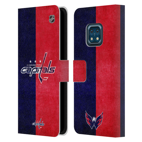 NHL Washington Capitals Half Distressed Leather Book Wallet Case Cover For Nokia XR20