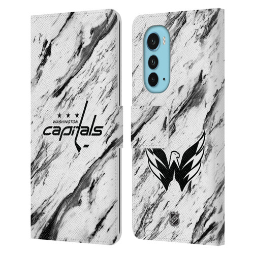 NHL Washington Capitals Marble Leather Book Wallet Case Cover For Motorola Edge (2022)