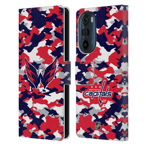 NHL Washington Capitals Camouflage Leather Book Wallet Case Cover For Motorola Edge 30