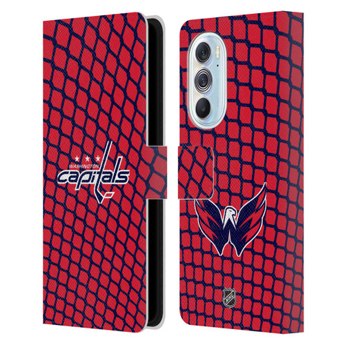 NHL Washington Capitals Net Pattern Leather Book Wallet Case Cover For Motorola Edge X30
