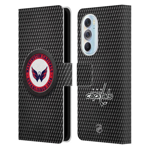 NHL Washington Capitals Puck Texture Leather Book Wallet Case Cover For Motorola Edge X30